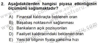 Spor Finansmanı Dersi Ara Sınavı Deneme Sınav Soruları 2. Soru