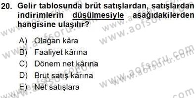Spor Finansmanı Dersi Ara Sınavı Deneme Sınav Soruları 20. Soru