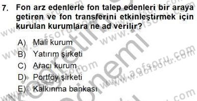Spor Finansmanı Dersi Ara Sınavı Deneme Sınav Soruları 7. Soru