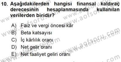 Spor Finansmanı Dersi 2015 - 2016 Yılı (Final) Dönem Sonu Sınav Soruları 10. Soru