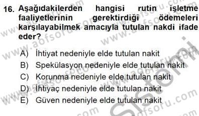 Spor Finansmanı Dersi 2015 - 2016 Yılı (Final) Dönem Sonu Sınav Soruları 16. Soru