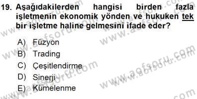 Spor Finansmanı Dersi 2015 - 2016 Yılı (Final) Dönem Sonu Sınav Soruları 19. Soru