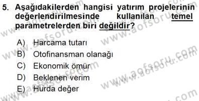 Spor Finansmanı Dersi 2015 - 2016 Yılı (Final) Dönem Sonu Sınav Soruları 5. Soru