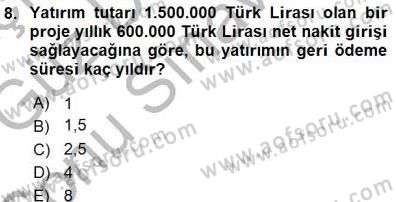 Spor Finansmanı Dersi 2015 - 2016 Yılı (Final) Dönem Sonu Sınav Soruları 8. Soru