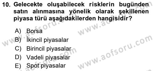 Spor Finansmanı Dersi Ara Sınavı Deneme Sınav Soruları 10. Soru