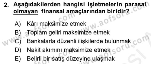 Spor Finansmanı Dersi Ara Sınavı Deneme Sınav Soruları 2. Soru