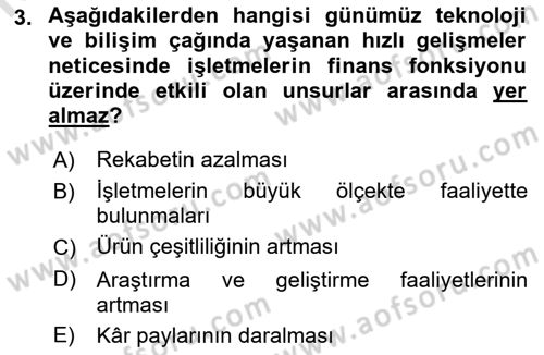 Spor Finansmanı Dersi Ara Sınavı Deneme Sınav Soruları 3. Soru