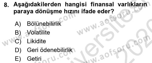 Spor Finansmanı Dersi 2019 - 2020 Yılı (Vize) Ara Sınav Soruları 8. Soru