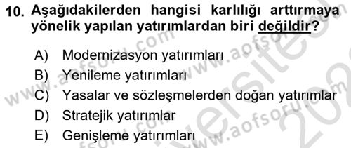 Spor Finansmanı Dersi 2021 - 2022 Yılı (Final) Dönem Sonu Sınav Soruları 10. Soru