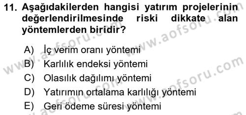 Spor Finansmanı Dersi 2021 - 2022 Yılı (Final) Dönem Sonu Sınav Soruları 11. Soru
