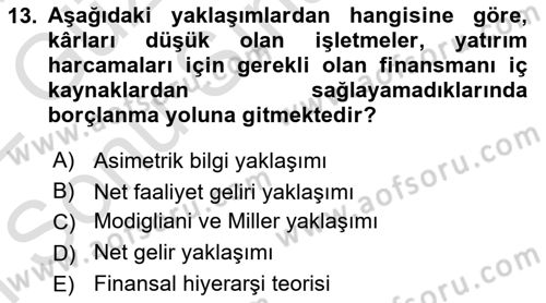 Spor Finansmanı Dersi 2021 - 2022 Yılı (Final) Dönem Sonu Sınav Soruları 13. Soru