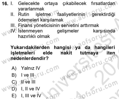 Spor Finansmanı Dersi 2021 - 2022 Yılı (Final) Dönem Sonu Sınav Soruları 16. Soru