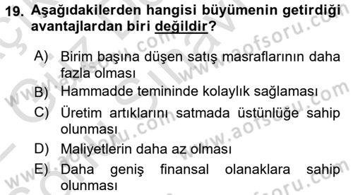 Spor Finansmanı Dersi 2021 - 2022 Yılı (Final) Dönem Sonu Sınav Soruları 19. Soru