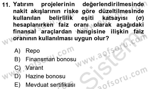 Spor Finansmanı Dersi 2022 - 2023 Yılı (Final) Dönem Sonu Sınav Soruları 11. Soru