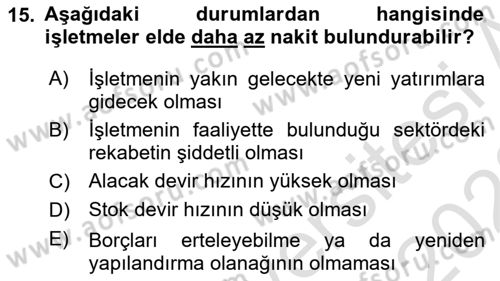 Spor Finansmanı Dersi 2022 - 2023 Yılı (Final) Dönem Sonu Sınav Soruları 15. Soru