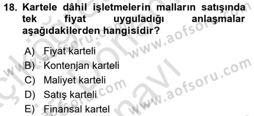 Spor Finansmanı Dersi 2022 - 2023 Yılı (Final) Dönem Sonu Sınav Soruları 18. Soru