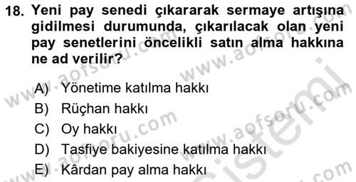 Spor Finansmanı Dersi Ara Sınavı Deneme Sınav Soruları 18. Soru
