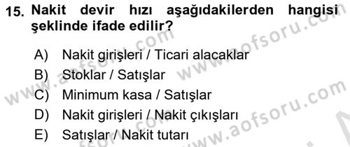 Spor Finansmanı Dersi 2023 - 2024 Yılı (Final) Dönem Sonu Sınav Soruları 15. Soru
