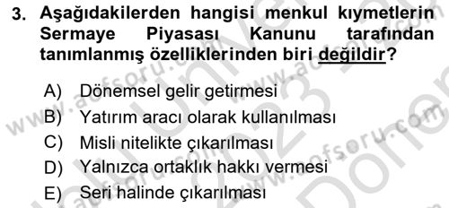Spor Finansmanı Dersi 2023 - 2024 Yılı (Final) Dönem Sonu Sınav Soruları 3. Soru
