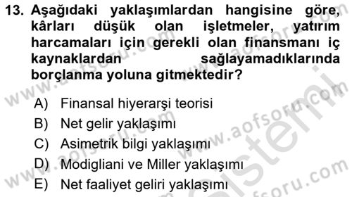 Spor Finansmanı Dersi 2023 - 2024 Yılı Yaz Okulu Sınav Soruları 13. Soru