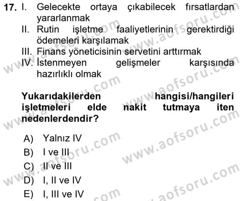 Spor Finansmanı Dersi 2023 - 2024 Yılı Yaz Okulu Sınav Soruları 17. Soru