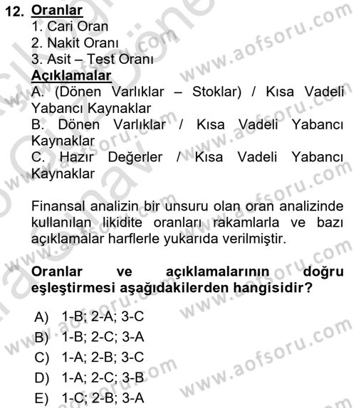 Spor Finansmanı Dersi 2024 - 2025 Yılı (Vize) Ara Sınav Soruları 12. Soru