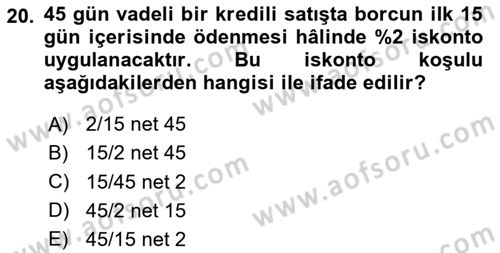Spor Finansmanı Dersi Ara Sınavı Deneme Sınav Soruları 20. Soru