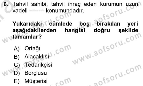 Spor Finansmanı Dersi 2024 - 2025 Yılı (Vize) Ara Sınav Soruları 6. Soru