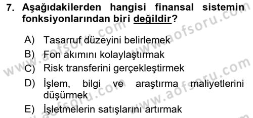 Spor Finansmanı Dersi Ara Sınavı Deneme Sınav Soruları 7. Soru