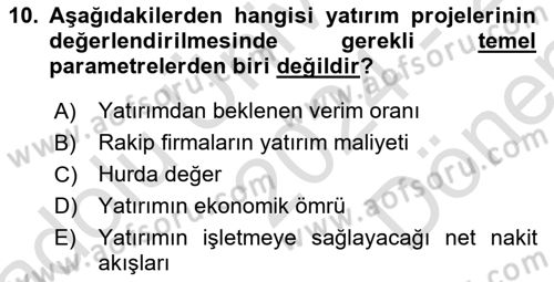Spor Finansmanı Dersi 2024 - 2025 Yılı (Final) Dönem Sonu Sınav Soruları 10. Soru