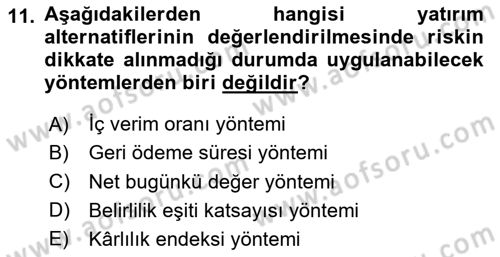 Spor Finansmanı Dersi 2024 - 2025 Yılı (Final) Dönem Sonu Sınav Soruları 11. Soru