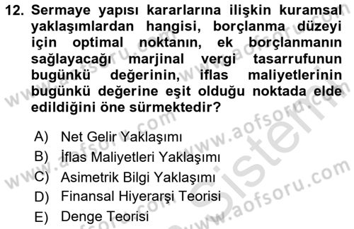 Spor Finansmanı Dersi 2024 - 2025 Yılı (Final) Dönem Sonu Sınav Soruları 12. Soru