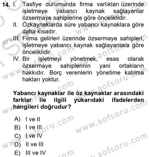 Spor Finansmanı Dersi 2024 - 2025 Yılı (Final) Dönem Sonu Sınav Soruları 14. Soru