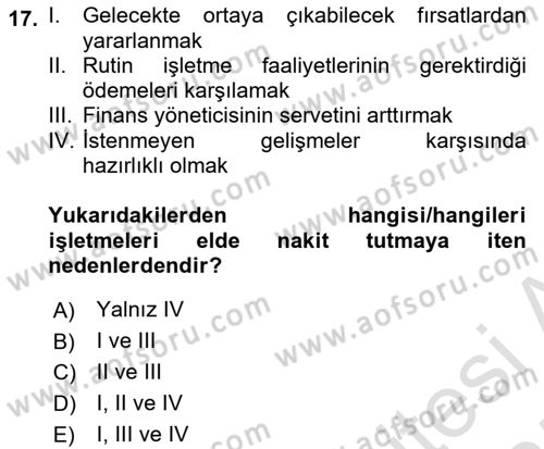 Spor Finansmanı Dersi 2024 - 2025 Yılı (Final) Dönem Sonu Sınav Soruları 17. Soru