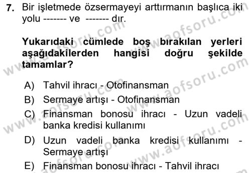 Spor Finansmanı Dersi 2024 - 2025 Yılı (Final) Dönem Sonu Sınav Soruları 7. Soru