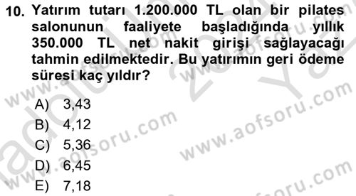 Spor Finansmanı Dersi 2024 - 2025 Yılı Yaz Okulu Sınav Soruları 10. Soru
