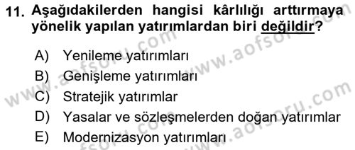 Spor Finansmanı Dersi 2024 - 2025 Yılı Yaz Okulu Sınav Soruları 11. Soru