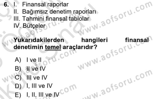 Spor Finansmanı Dersi 2024 - 2025 Yılı Yaz Okulu Sınav Soruları 6. Soru