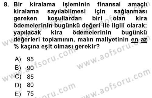 Spor Finansmanı Dersi 2024 - 2025 Yılı Yaz Okulu Sınav Soruları 8. Soru