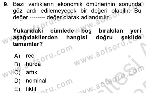 Spor Finansmanı Dersi 2024 - 2025 Yılı Yaz Okulu Sınav Soruları 9. Soru