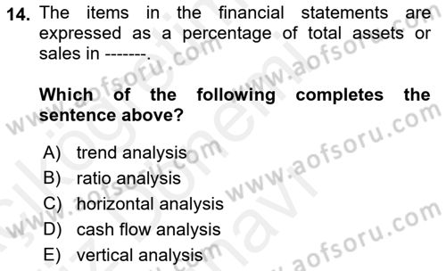 Business Finance 1 Dersi 2018 - 2019 Yılı (Final) Dönem Sonu Sınavı 14. Soru