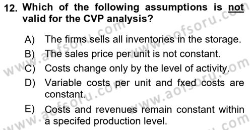 Business Finance 1 Dersi 2018 - 2019 Yılı Yaz Okulu Sınav Soruları 12. Soru
