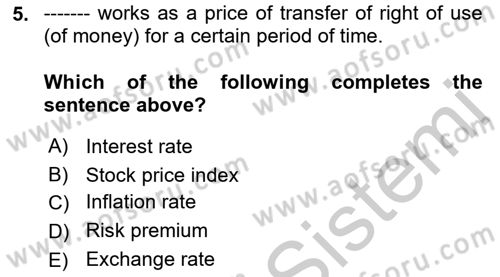 Business Finance 1 Dersi 2018 - 2019 Yılı Yaz Okulu Sınav Soruları 5. Soru