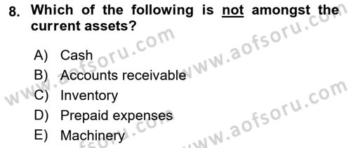 Business Finance 1 Dersi 2018 - 2019 Yılı Yaz Okulu Sınav Soruları 8. Soru