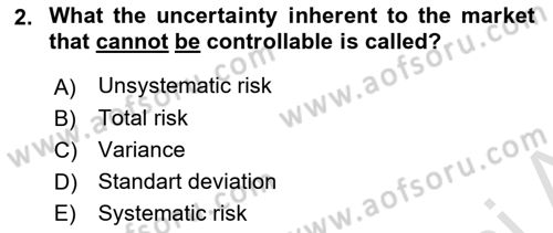 Business Finance 1 Dersi 2019 - 2020 Yılı (Final) Dönem Sonu Sınav Soruları 2. Soru