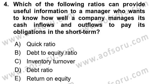 Business Finance 1 Dersi 2019 - 2020 Yılı (Final) Dönem Sonu Sınav Soruları 4. Soru