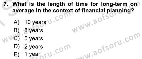 Business Finance 1 Dersi 2019 - 2020 Yılı (Final) Dönem Sonu Sınav Soruları 7. Soru