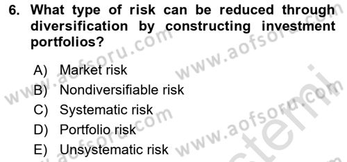 Business Finance 1 Dersi 2020 - 2021 Yılı Yaz Okulu Sınav Soruları 6. Soru