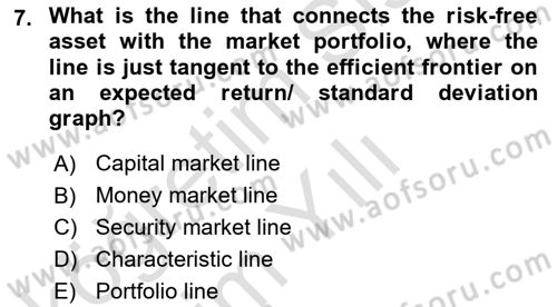 Business Finance 1 Dersi 2020 - 2021 Yılı Yaz Okulu Sınav Soruları 7. Soru