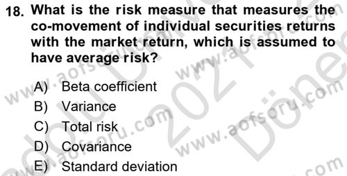 Business Finance 1 Dersi 2021 - 2022 Yılı (Final) Dönem Sonu Sınavı 18. Soru